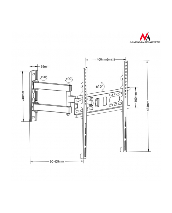 MACLEAN UCHWYT DO TELEWIZORA LUB MONITORA 26-55  30KG MC-761 MAX VESA 400X400 CZARNY