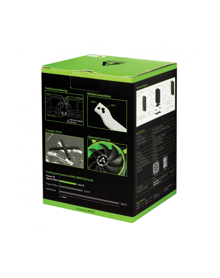 Arctic Freezer 33 eSport Edition - Green, CPU cooler, s.1151,1150,1155,1156,AM4 główny