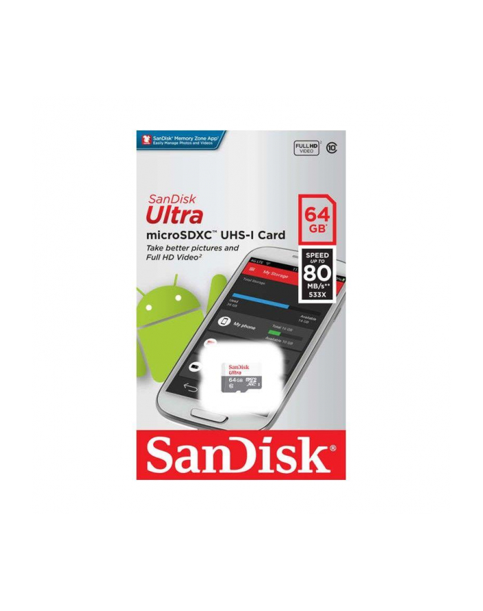 SANDISK ULTRA ANDROID microSDXC 64 GB 80MB/s Class 10 UHS-I główny