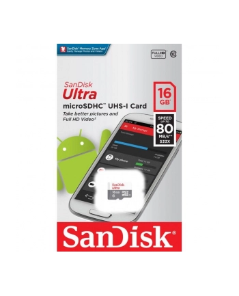 SANDISK ULTRA ANDROID microSDHC 16 GB 80MB/s Class 10 UHS-I
