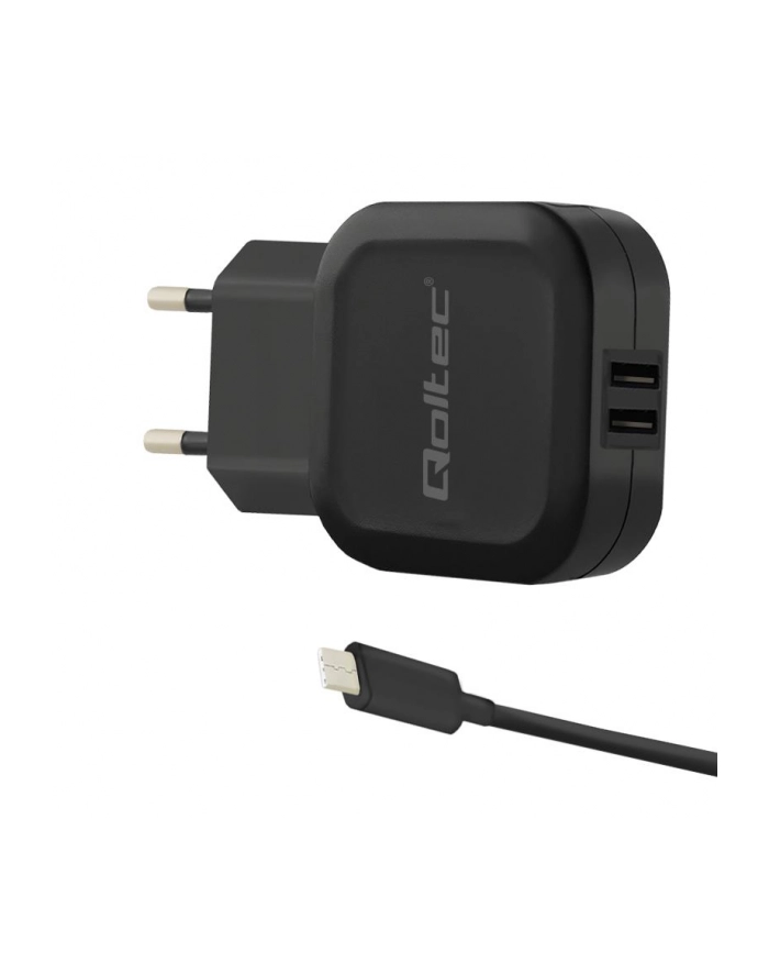 Qoltec Ładowarka sieciowa do Smartfona/Tabletu| 17W | 5V | 3.4A | 2xUSB+USB typC główny