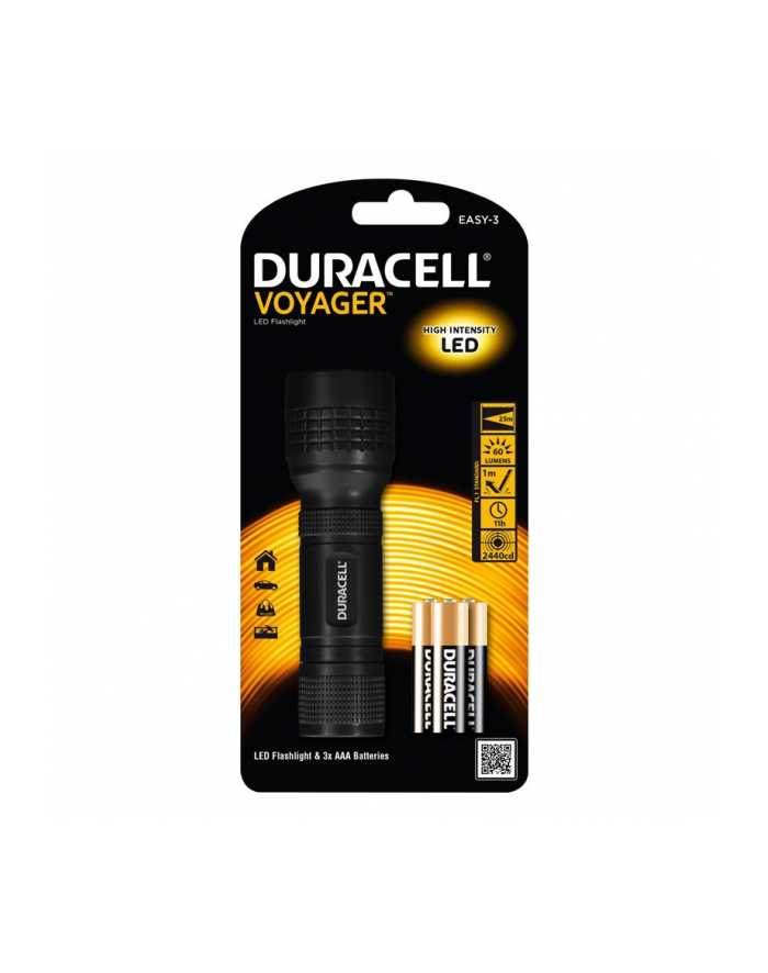 Duracell Latarka LED VOYAGER EASY-3, gumowy grip + 3x AAA główny