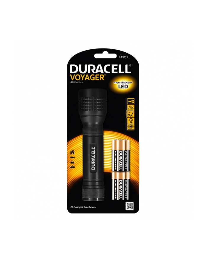 Duracell Latarka LED VOYAGER EASY-5, gumowy grip + 6x AA główny