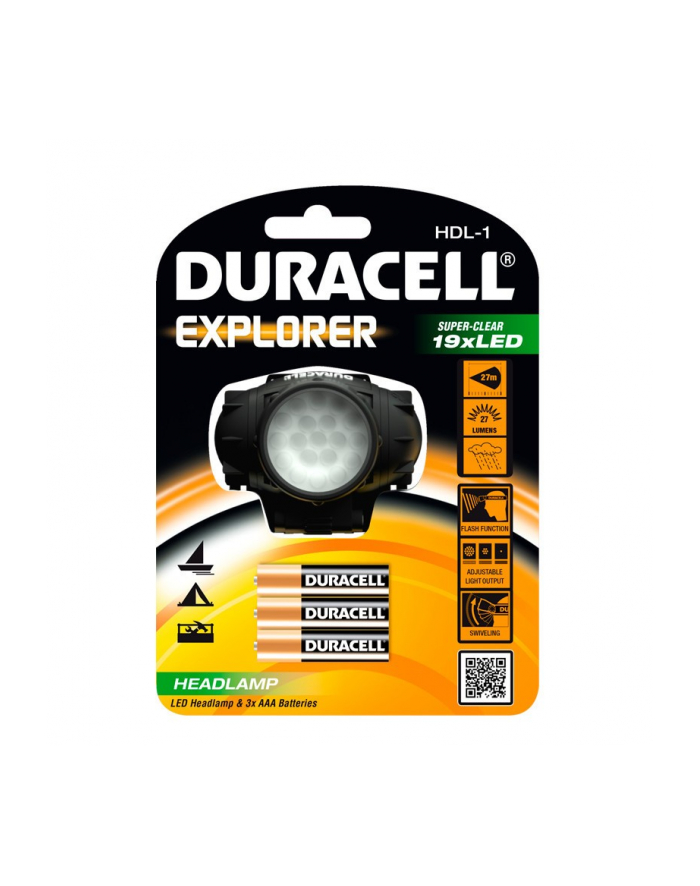 Duracell Latarka LED EXPLORER HDL-1, czołówka 4 tryby świetlne +3x AAA główny