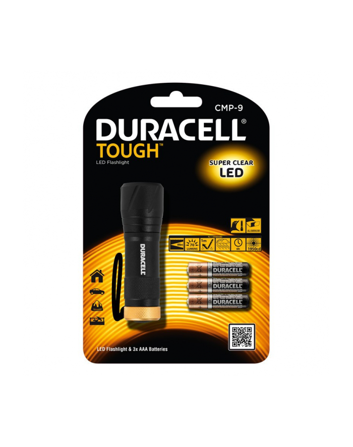 Duracell Latarka LED CMP-9, wodoodporna + 3x AAA główny