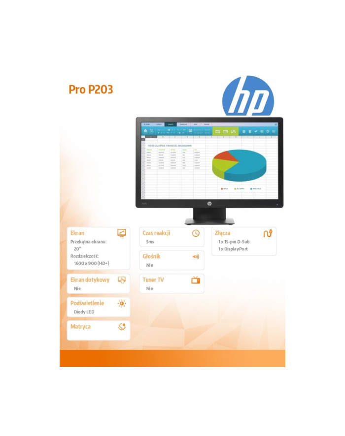 HP Inc. 20' Pro P203  Display X7R53AA główny