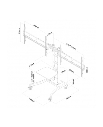 NewStar Stojak Mobilny, Wózek do LED/LCD - (height: 115-185 cm)