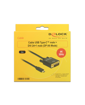 Delock Kabla USB Type-C (M)>DVI 24+1 (M) (tryb alternatywny DP) 4K 30Hz 2m czarn