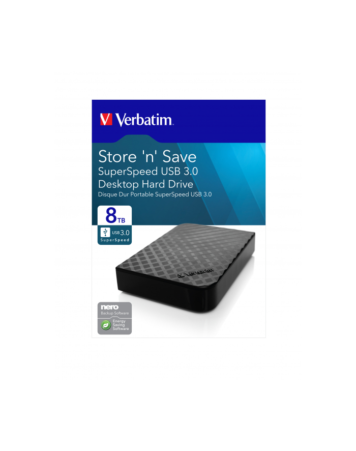 Verbatim dysk zewnętrzny Store ''n'' Save 3.5'' (8,89cm) GEN 2 8TB USB 3.0 główny