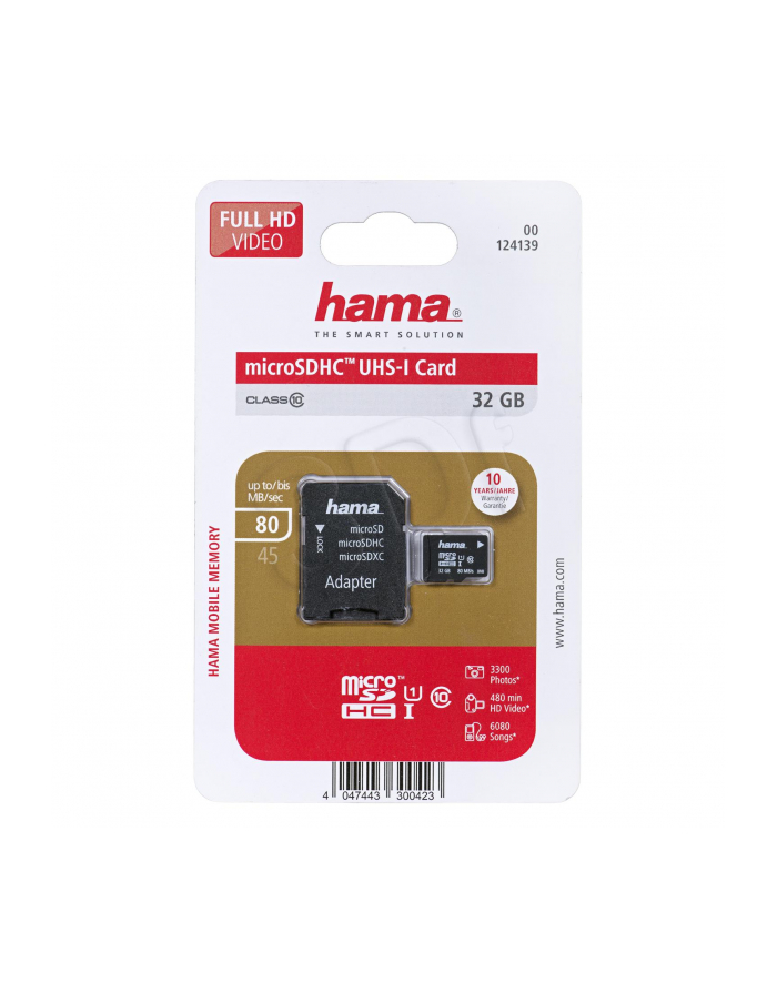 Hama Polska SDHC MSDHC 32GB Class 10 + Adapter microSD-SD główny