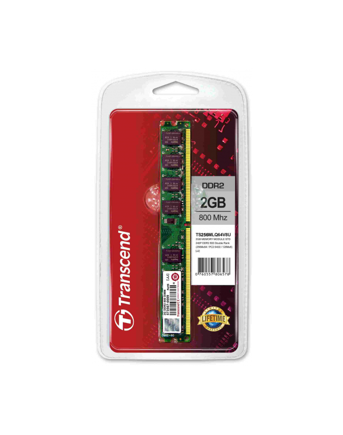 Transcend 2GB 800Mhz DDR2 Non-ECC CL5 DIMM  BOX główny