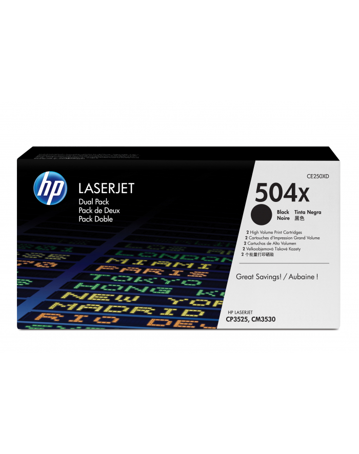 Hewlett-Packard Toner HP zestaw HP 504XD  HP504XD=CE250XD  zawiera 2 szt. czarny CE250X główny