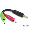 ADAPTER JACK STEREO MINI(M) 4PIN->JACK MINI(F)x2 12CM DELOCK - po testach - nr 24