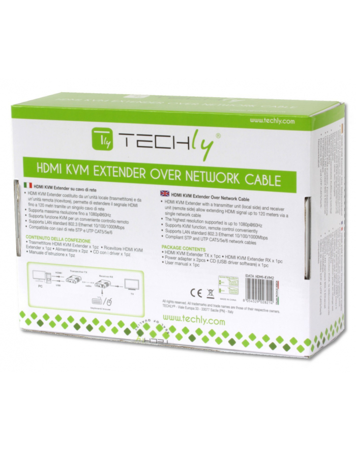 Extender HDMI + USB Techly po skrętce Cat.5/5e/6 120m IDATA HDMI-KVM2 główny