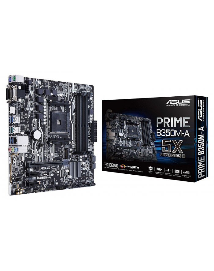 Asus PRIME B350M-A AM4 B350 MATX AMD B350, 4 x DIMM, Max. 64GB, DDR4, Gigabit Ethernet, USB 3.1, mATX główny