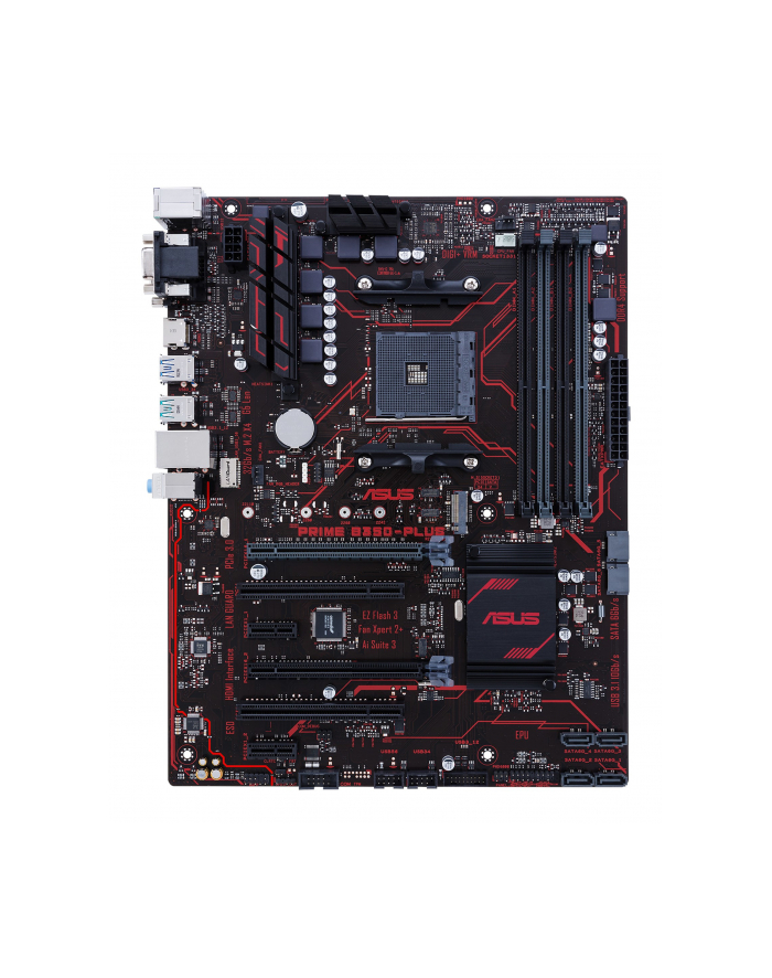 Asus PRIME B350-PLUS AM4 B350 ATX AMD B350, 4 x DIMM, Max. 64GB, DDR4, Gigabit Ethernet, AMD CrossFireX, USB 3.1, ATX główny
