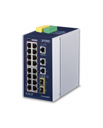 PLANET 16Port 10/100/1000T PoE Switch Industrial 16-Port 10/100/1000T PoE Switch 2-Port Gigabit Uplink + 2-Port Gigabit SFP Uplink managed