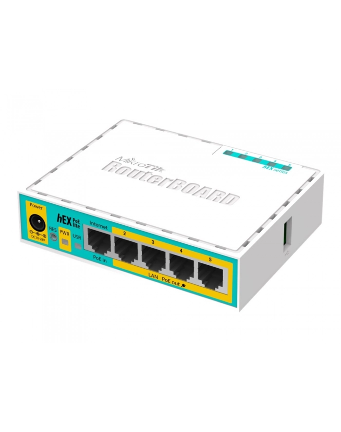 MikroTik RouterBOARD hEX PoE lite with 650MHz CPU, 64MB RAM, 5xLAN główny