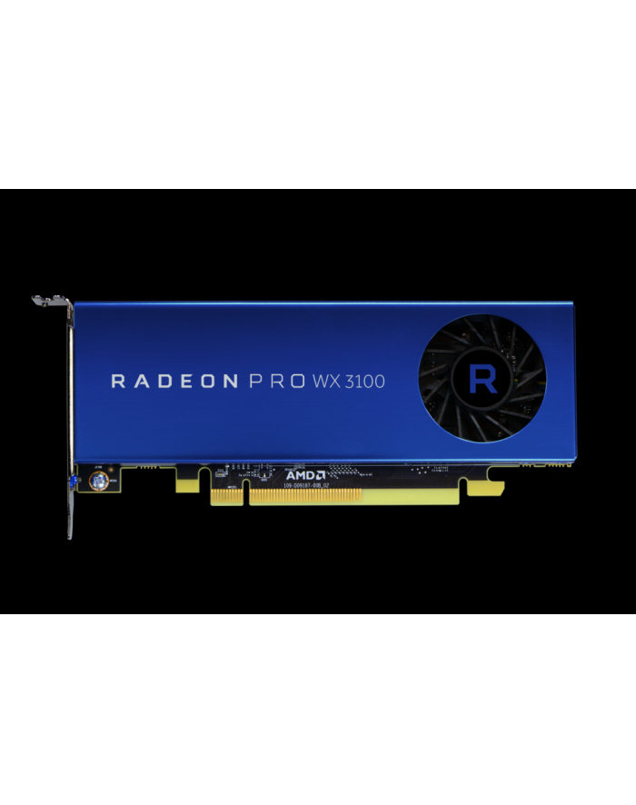 AMD RADEON PRO WX 3100 4GB GDDR5 Radeon Pro WX 3100, 1219 MHz, 4 GB GDDR5, 128-bit, 96 GB/s, DP 1.4, 2x Mini DP, HDCP, 1 slot główny