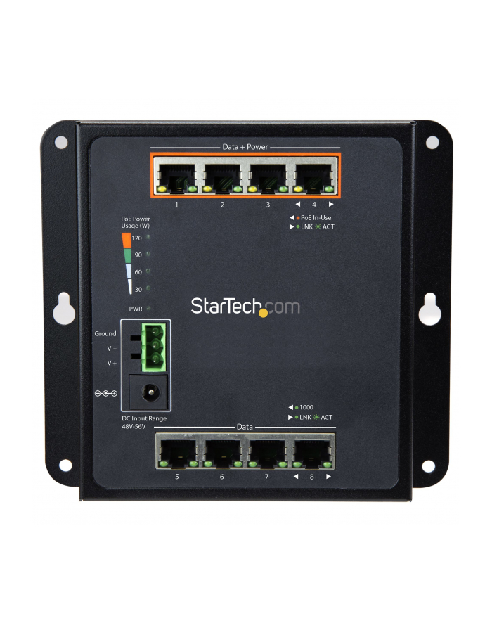 ETHERNET SWITCH 8-PORT StarTech.com 8 Port POE Managed Ethernet Switch - 30W per PoE+ Port - Industrieller managed Wandmontage Netzwerk Switch główny