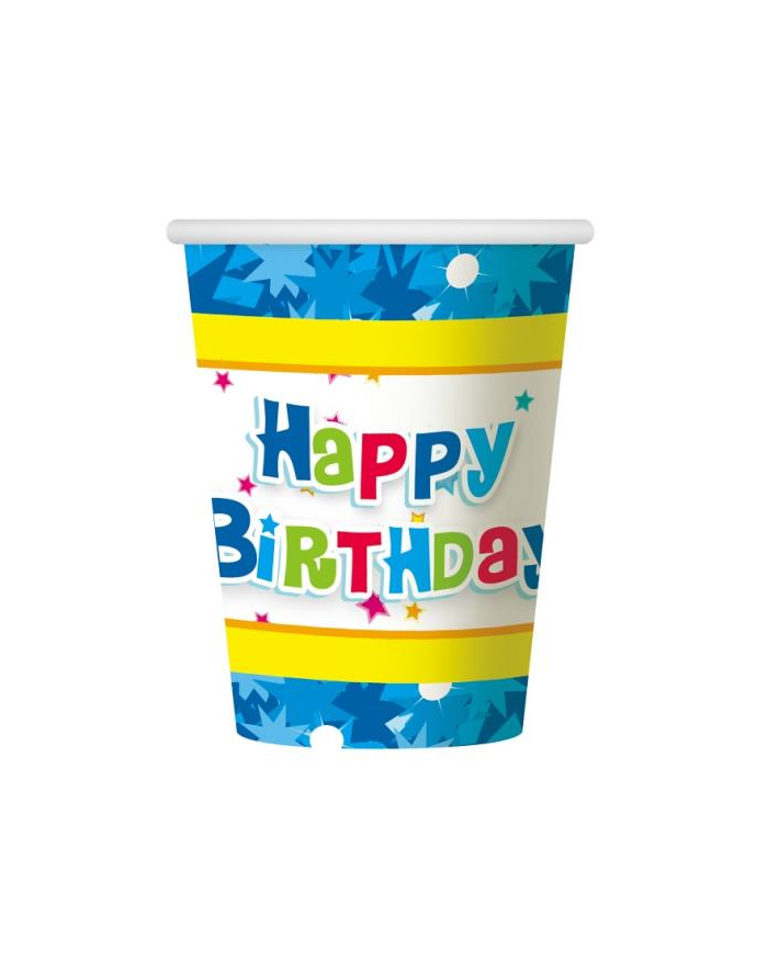 Kubeczki papierowe "Happy Birthday niebieskie" 270ml 6szt PF-KHBN główny