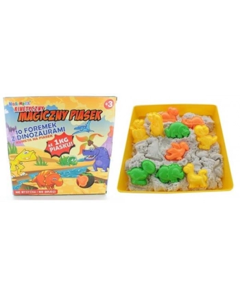 Piasek magiczny 1kg biały+foremki dinozaury w pud.