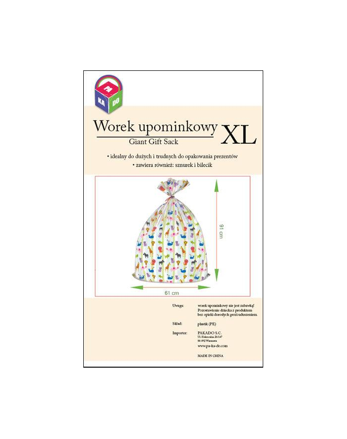 Worek upominkowy Animals XL PAKADO główny