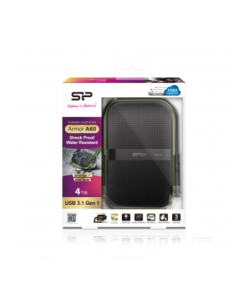 Dysk zewnętrzny Silicon Power Armor A60 2.5'' 4TB USB 3.0, IPX4, Czarny
