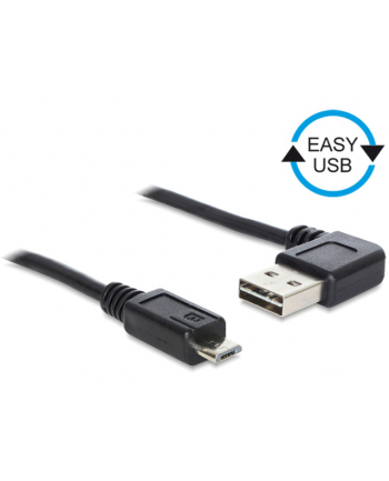 Delock Kabel USB Micro AM-BM 2.0 0.5m Czarny Kątowy Lewo/Prawo USB-A Easy-USB