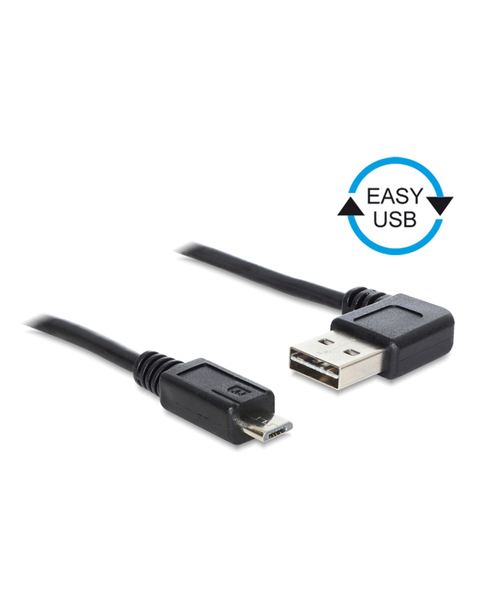 Delock Kabel USB Micro AM-BM 2.0 0.5m Czarny Kątowy Lewo/Prawo USB-A Easy-USB główny