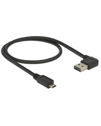 Delock Kabel USB Micro AM-BM 2.0 0.5m Czarny Kątowy Lewo/Prawo Dual Easy-USB