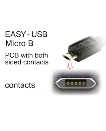 Delock Kabel USB Micro AM-BM 2.0 1m Czarny Kątowy Lewo/Prawo USB-A Dual Easy-USB