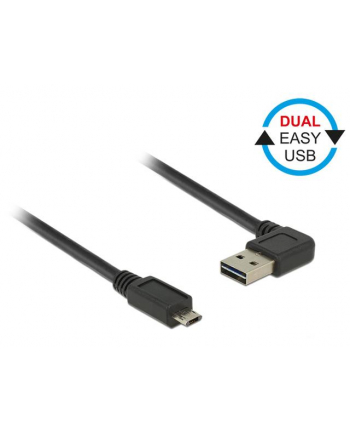 Delock Kabel USB Micro AM-BM 2.0 2m Czarny Kątowy Lewo/Prawo USB-A Dual Easy-USB