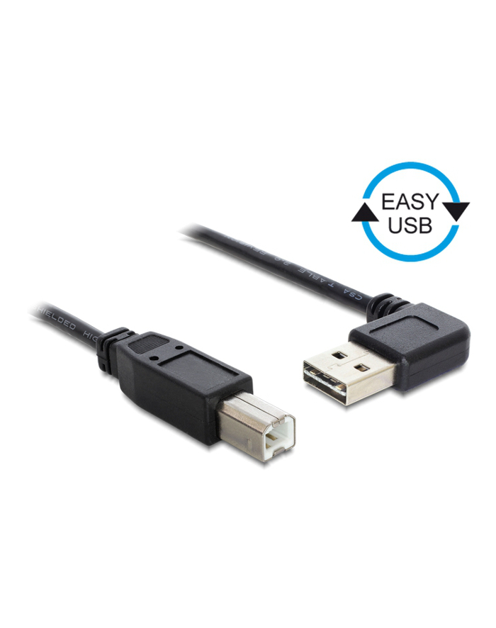 Delock Kabel USB AM-BM 2.0 0.5m Czarny Kątowy Lewo/Prawo USB-A Easy-USB główny