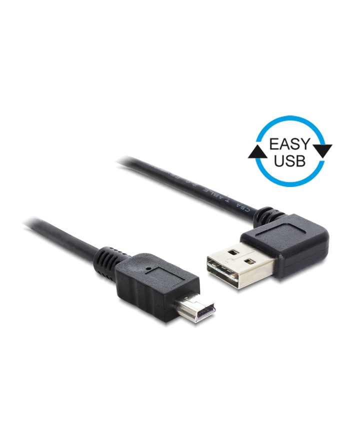 Delock Kabel USB Mini AM-BM 2.0 0.5m Czarny Kątowy Lewo/Prawo USB-A Easy-USB główny