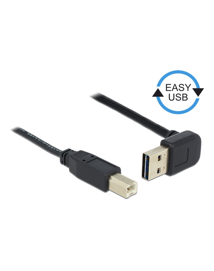Delock Kabel USB AM-BM 2.0 0.5m Czarny Kątowy Góra/Dół USB-A Easy-USB główny