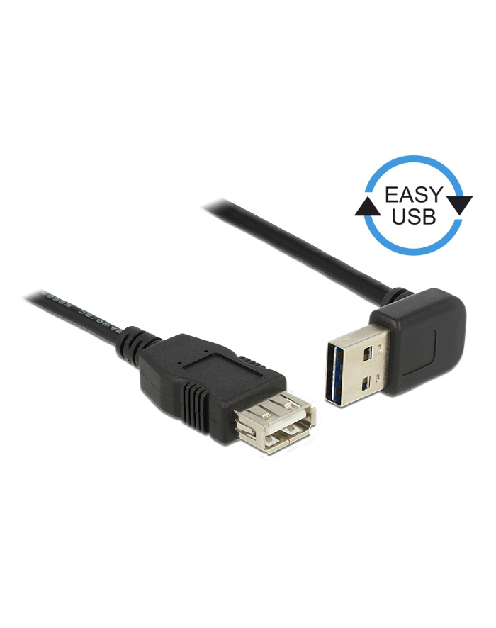 Delock Kabel USB AM-AF 2.0 0.5m Czarny Kątowy Góra/Dół USB-A Easy-USB główny