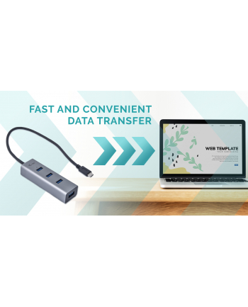 iTec i-tec USB-C Metal 4-portowy HUB 4x USB 3.0 pasywny