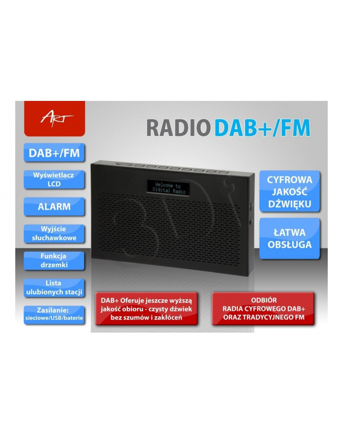 ART RADIO DAB+/FM AZ1000 wyświetlacz LCD czarne główny