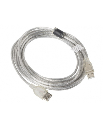 LANBERG Przedłużacz kabla USB 2.0 AM-AF Ferryt 1.8M przezroczysty