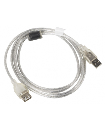 LANBERG Przedłużacz kabla USB 2.0 AM-AF Ferryt 1.8M przezroczysty