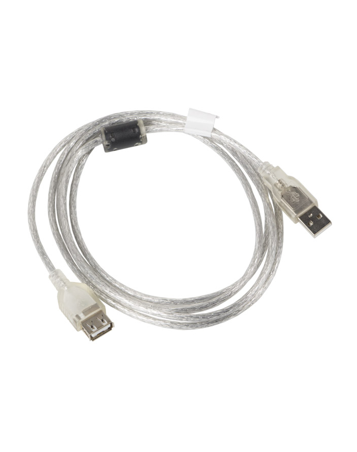 LANBERG Przedłużacz kabla USB 2.0 AM-AF Ferryt 1.8M przezroczysty główny