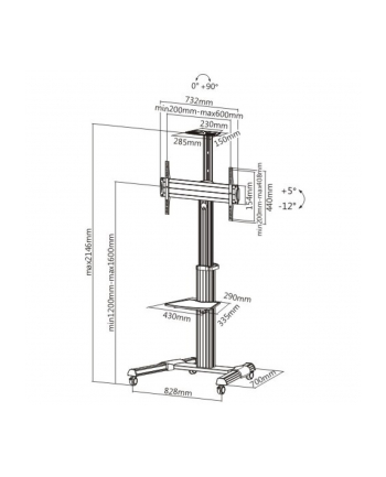 Stojak mobilny LCD/LED 37-70cali regulowany 160cm, 50kg