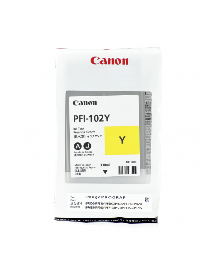 Tusz Canon PFI102Y yellow dye | 130ml | iPF500/600/700 główny