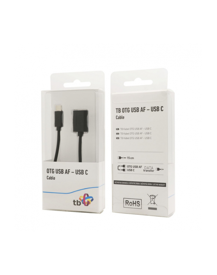 Kabel OTG USB AF - USB C 15cm czarny główny