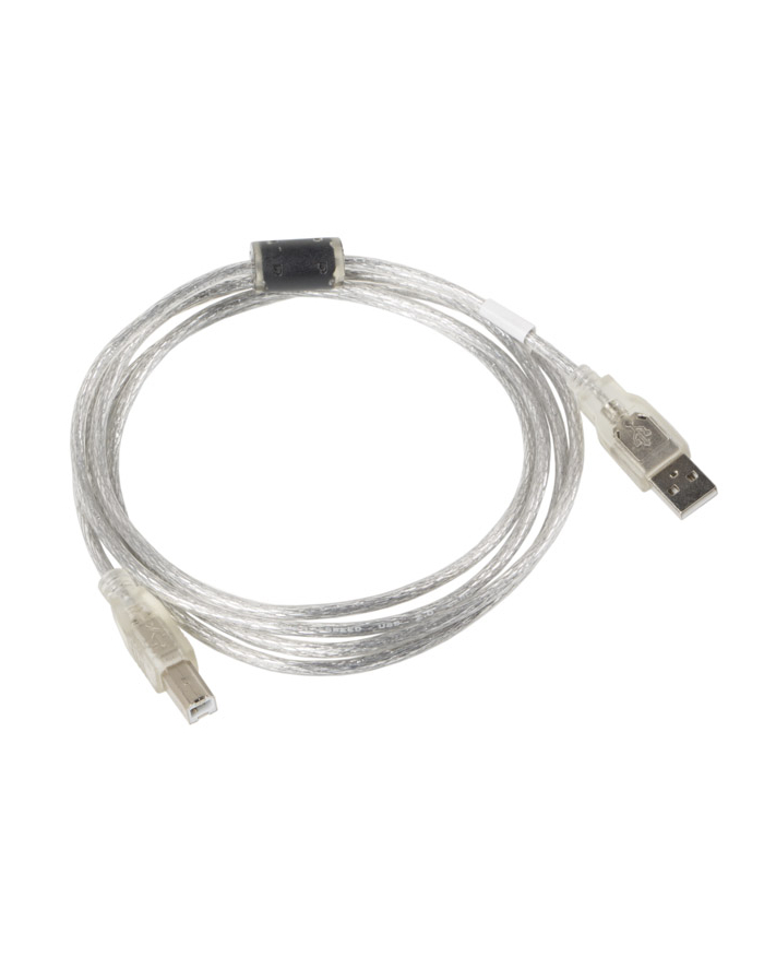 Kabel USB 2.0 AM-BM 1.8M Ferryt przezroczysty główny