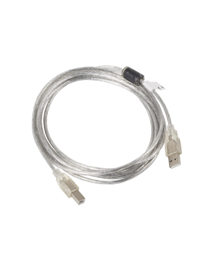 Kabel USB 2.0 AM-BM 3M Ferryt przezroczysty główny