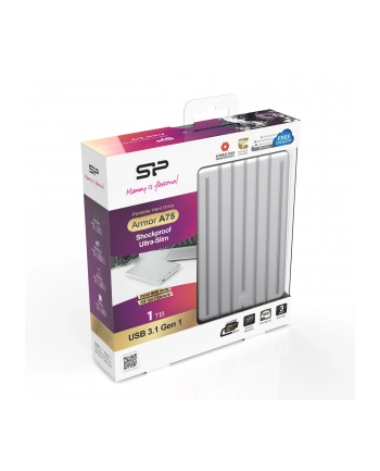Dysk zewnętrzy Silicon Power Armor A75 2.5'' 1TB USB 3.1, ultra cienki, Srebny