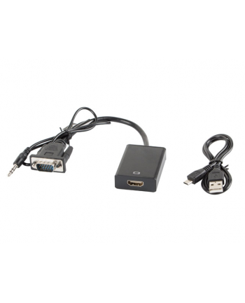 Lanberg adapter VGA(F) + audio jack 3.5mm -> HDMI(M) 20cm