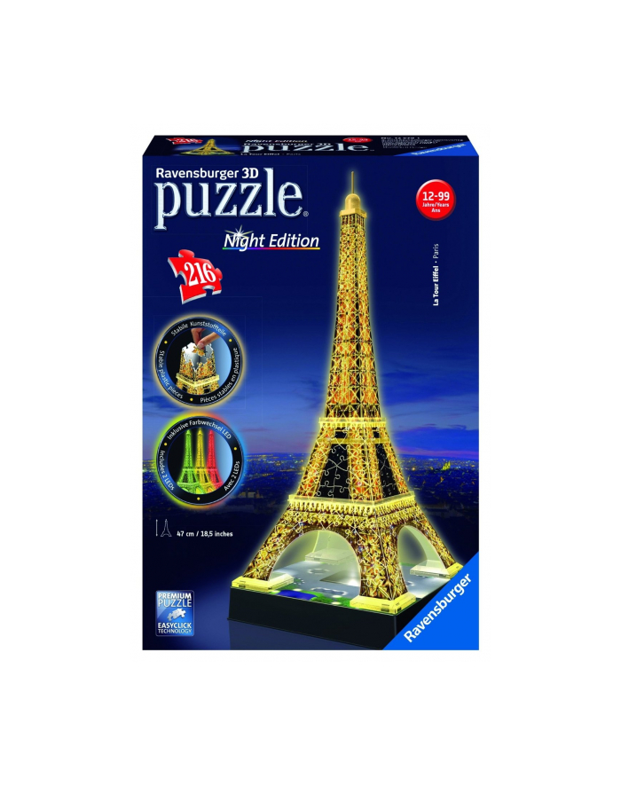 Ravensburger 3DPuzzle Wieża Eiffla w nocy 216 - 125791 główny